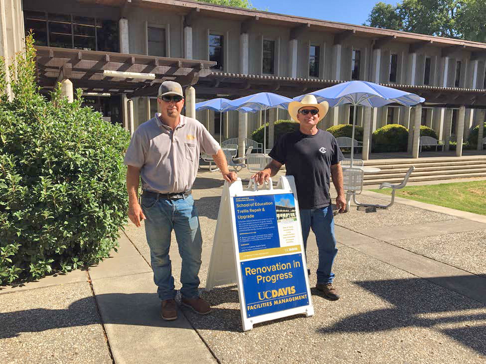 Image of UC Davis Facilities staff responsible for pergola upgrade.