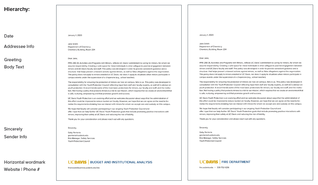 foa letterhead example