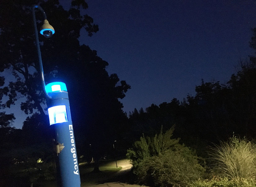 Photo of call station at night.