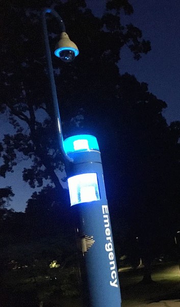 Photo of call station at night.