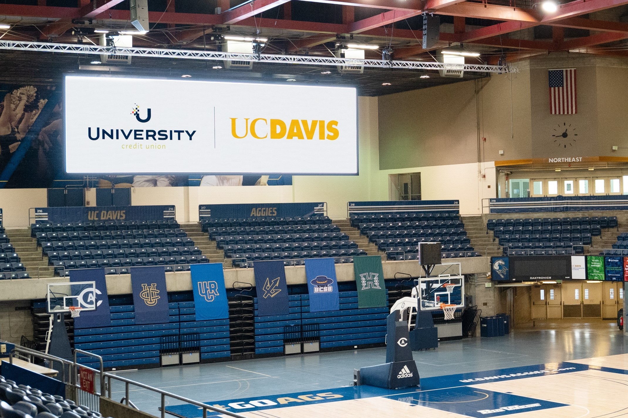 University Credit Union scoreboard in The Pavillion