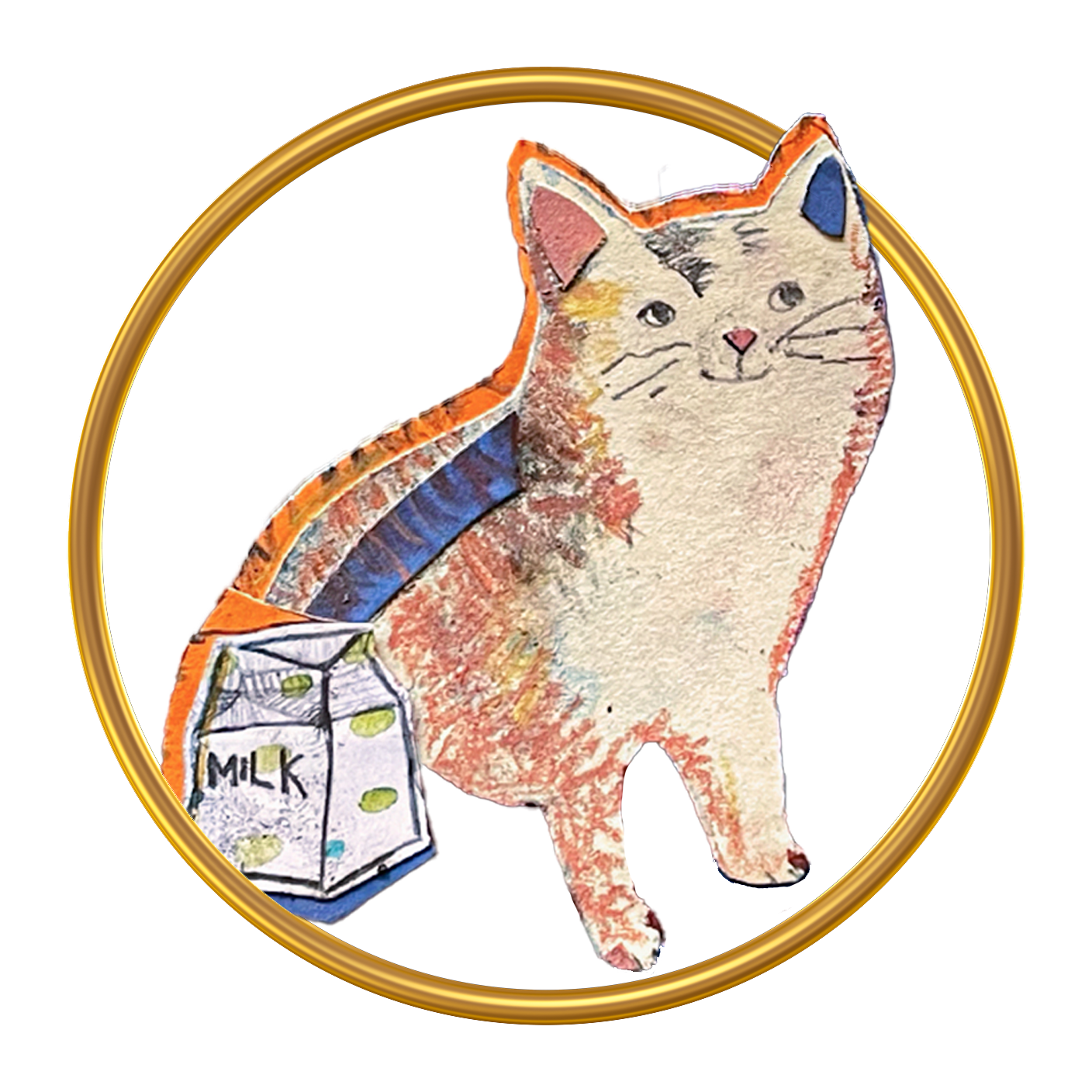 cat with milk illustration