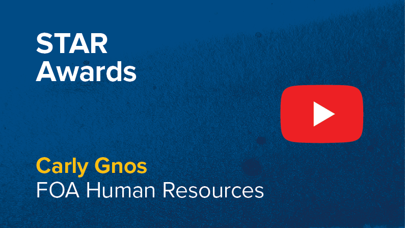YouTube 'play' icon for STAR Awards and Carly Gnos, FOA Human Resources