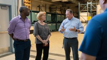 group discussion at environmental services facility