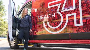 health 34 staff in front of van
