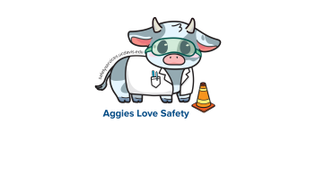 illustration of cow wearing lab safety equipment