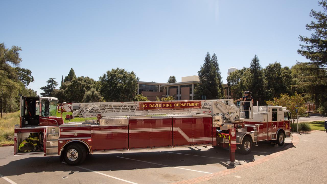 UC Davis Fire Department truck on campus