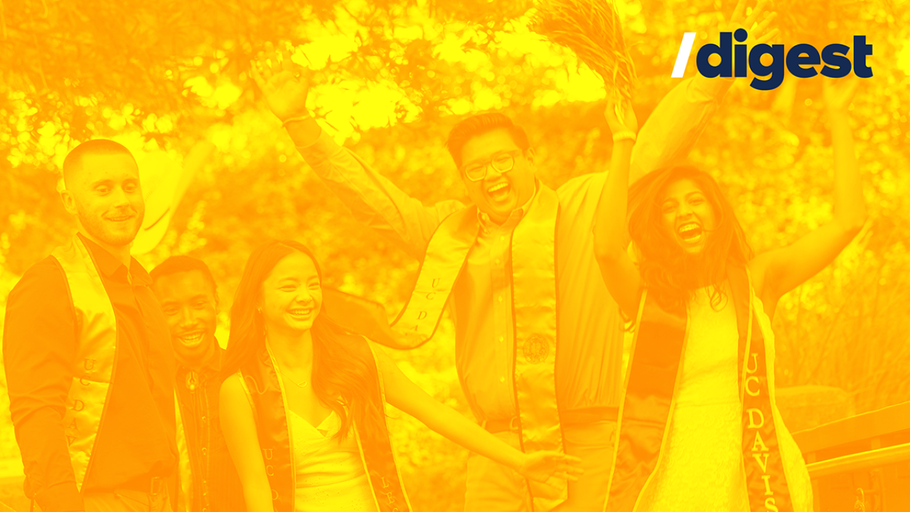 Digest header - Graduating students celebrating