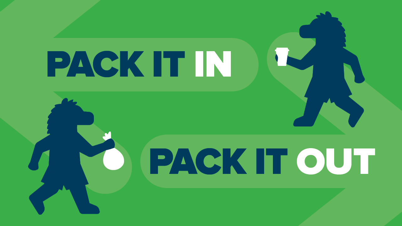 "Pack it in. Pack it out" with Gunrock carrying waste back and forth