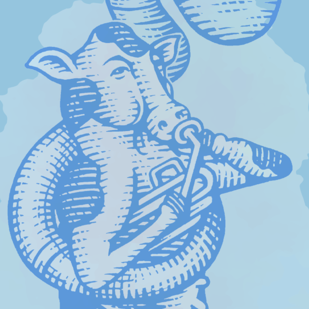 illustration of cow playing a tuba