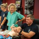 UC Davis firefighters train on i-gel device with UC Davis Health certified registered nurse anesthetist.