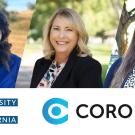 From left to right, headshots of Jackie Valesquez, Christina Blackman, and Michelle Simmer. Below the headshots are the University of California and Coro logos.