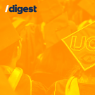 /digest graduation cap decorated with a bedazzled UCD wordmark